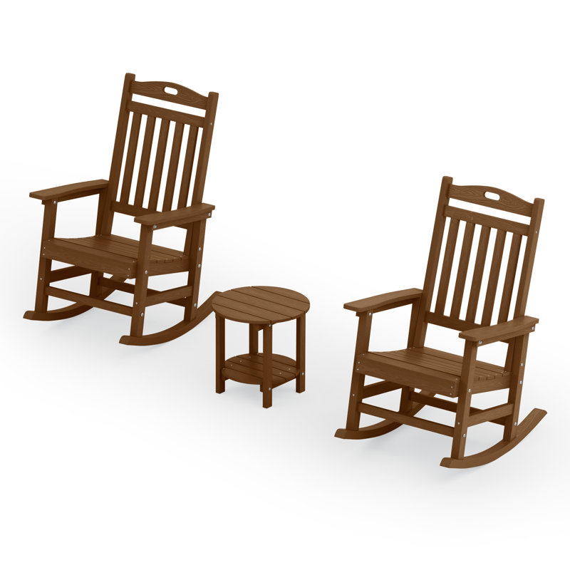 Rocking Outdoor Adirondack Chair With Table, Brown