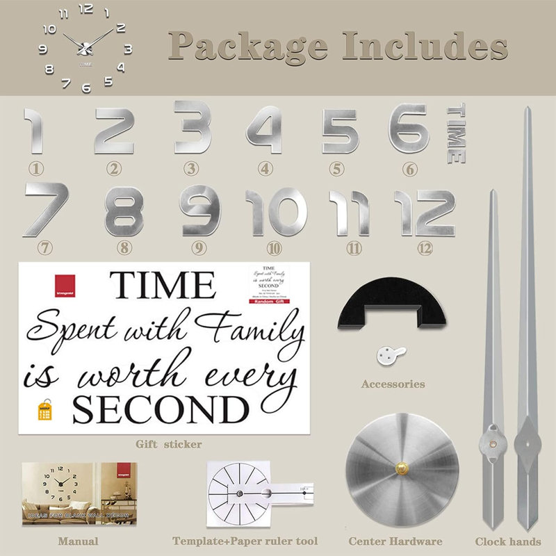 Acrylic Wall Clock, Silver