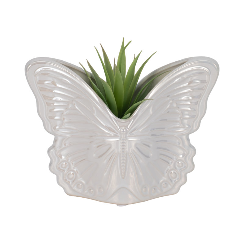 Sagebrook Home 7" Butterfly Planter, Ivory, 5" H x 7" W 3" D