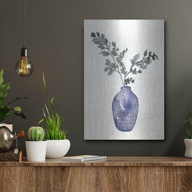 Art mural luxueux en métal «Fresh Farmhouse 2 Blue» par Anne Tavoletti, H 16 po x l 12 po
