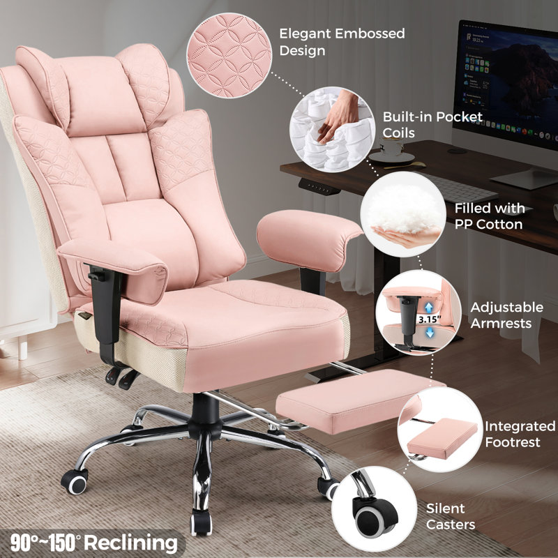 Fauteuil de jeu ergonomique Big et Tall, Cuir rose