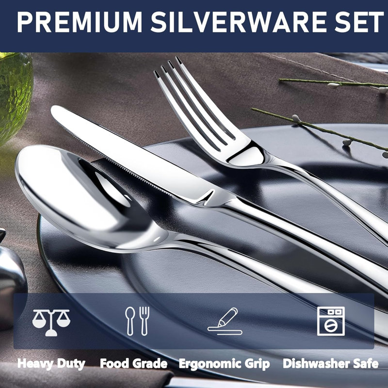 Heavy Duty Silverware Set For 8