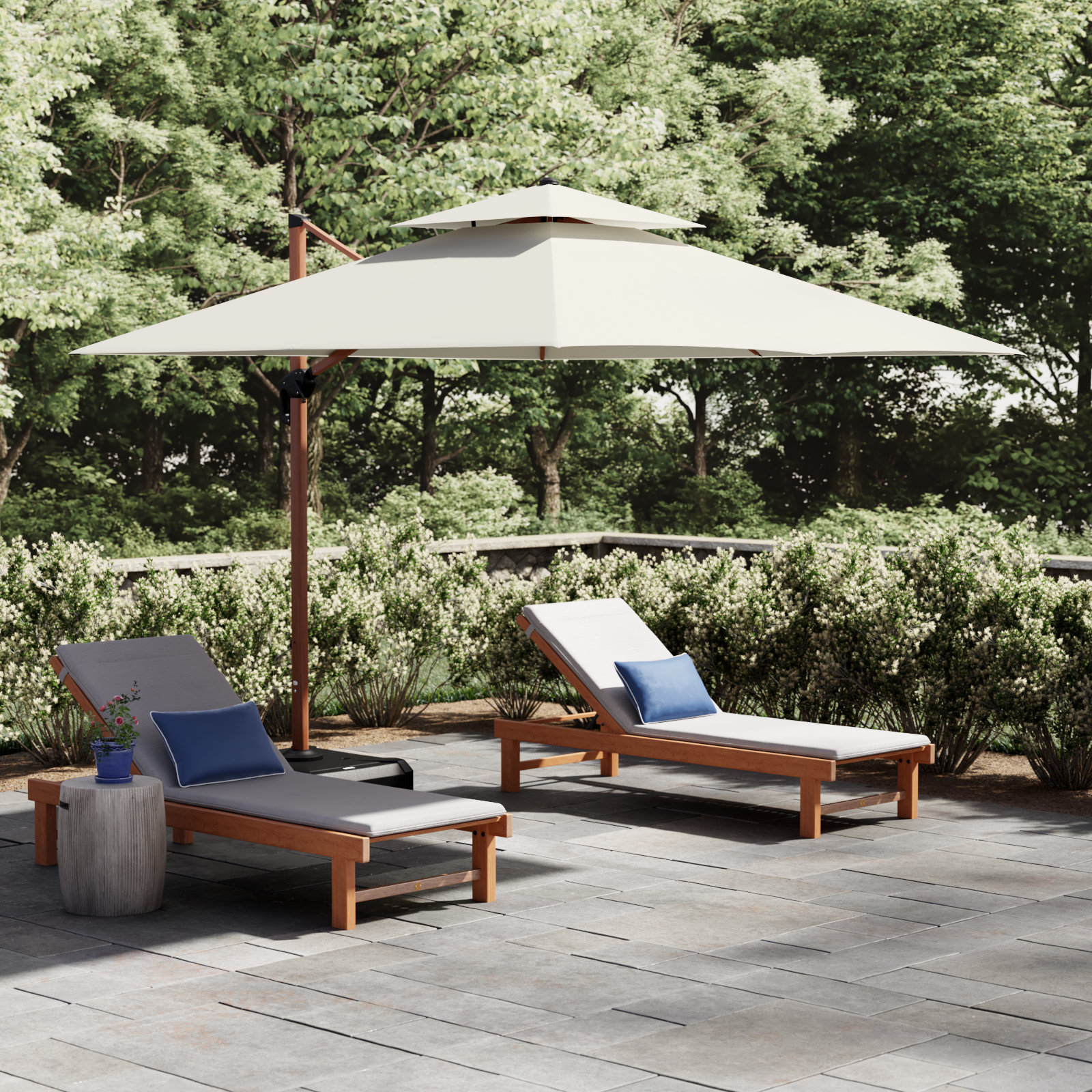 Waddell 120'' Cantilever Outdoor Umbrella, Cream