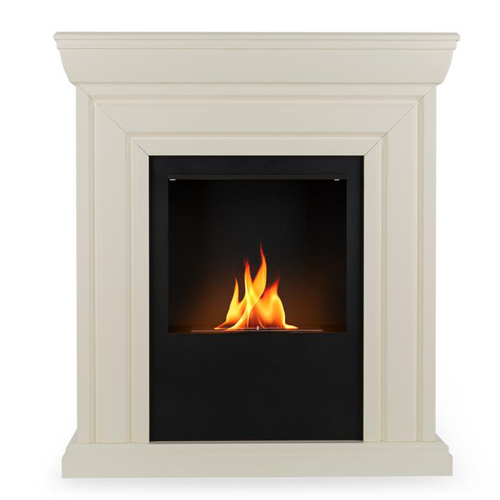 OneConcept 100cm W White Bio-Ethanol Fireplace