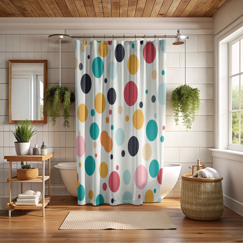 Rideau de douche Premium, H 74 po x l 71 po, Motif tacheté