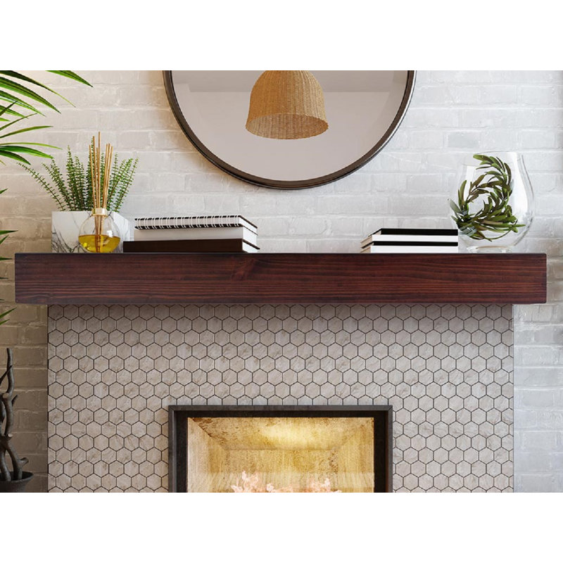 Brylee Floating Wood Fireplace Mantel Shelf, 72", 9" D x 5.5" H, Unfinished