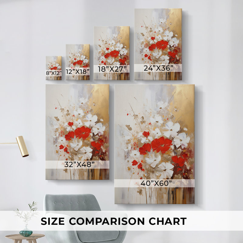 Floral Study Series XCIX - Ensemble de 3 toiles tendues avec châssis - Prêt à être accroché, H 60 po x l 40 po