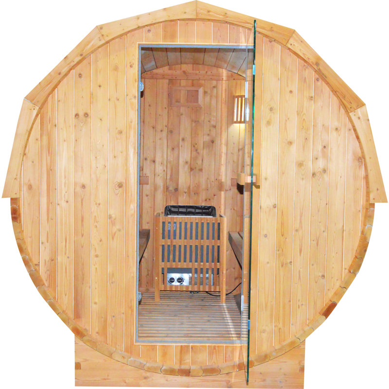 Luxury Barrel Sauna with LED Light and 4.5KW Heater
