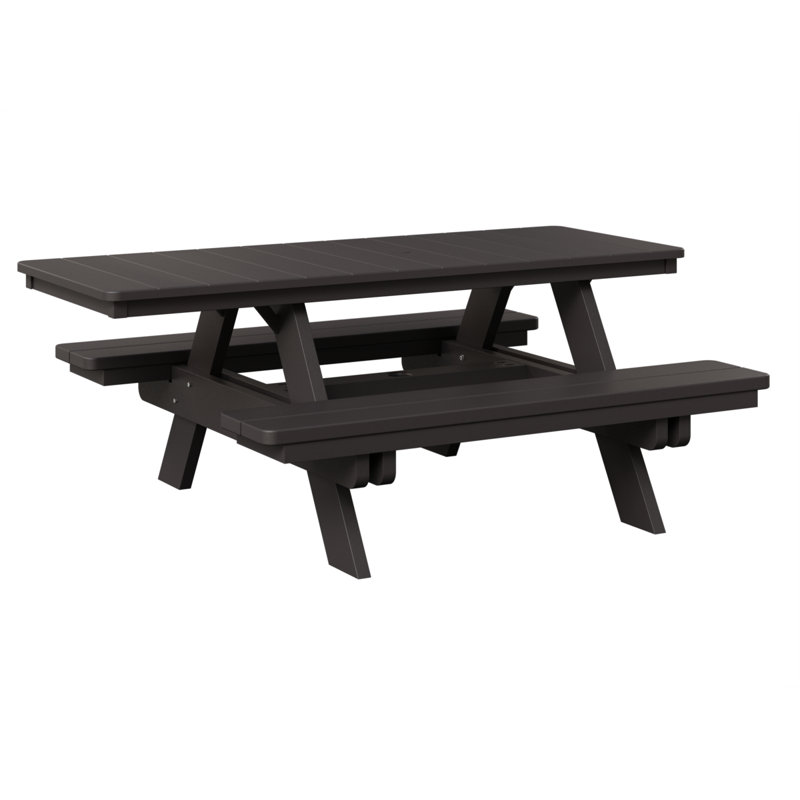 Table de pique-nique rectangulaire Berlin Grey, Gris fumée