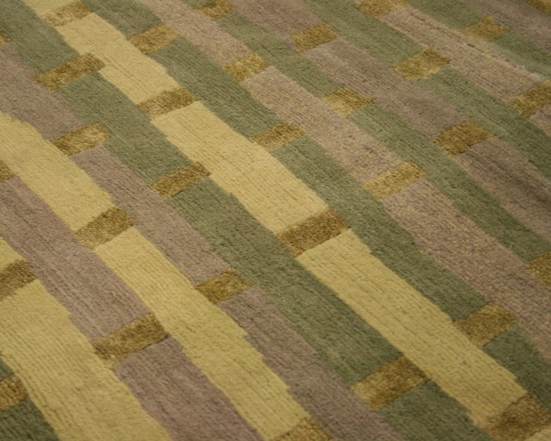 Rag Striped Area Rug in Beige/Green/Gray, Rectangle 3' x 5'