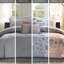 Literie grand gris / pêche - coton imprimé, décoration florale, comprend une jupe de lit et 3 édredons gris / pêche, décoratif-124826352-124826353