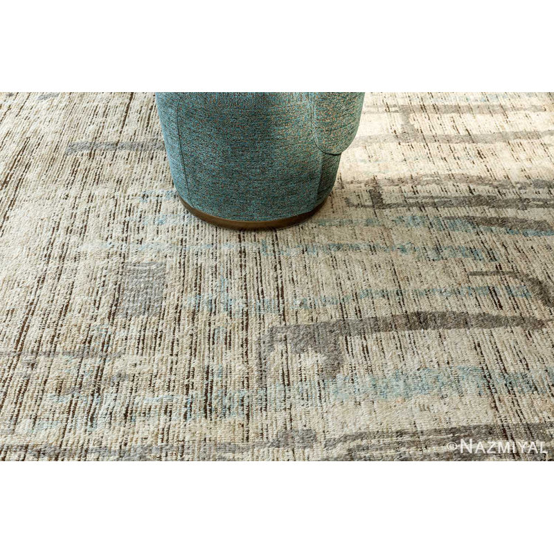 Modern Distressed One-of-a-Kind Rectangle 9'9" X 13'9" Area Rug