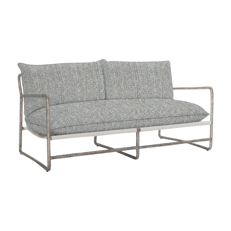 Sorrento Outdoor Metal Loveseat, Light Grey/Dark Grey Linen 6032-110