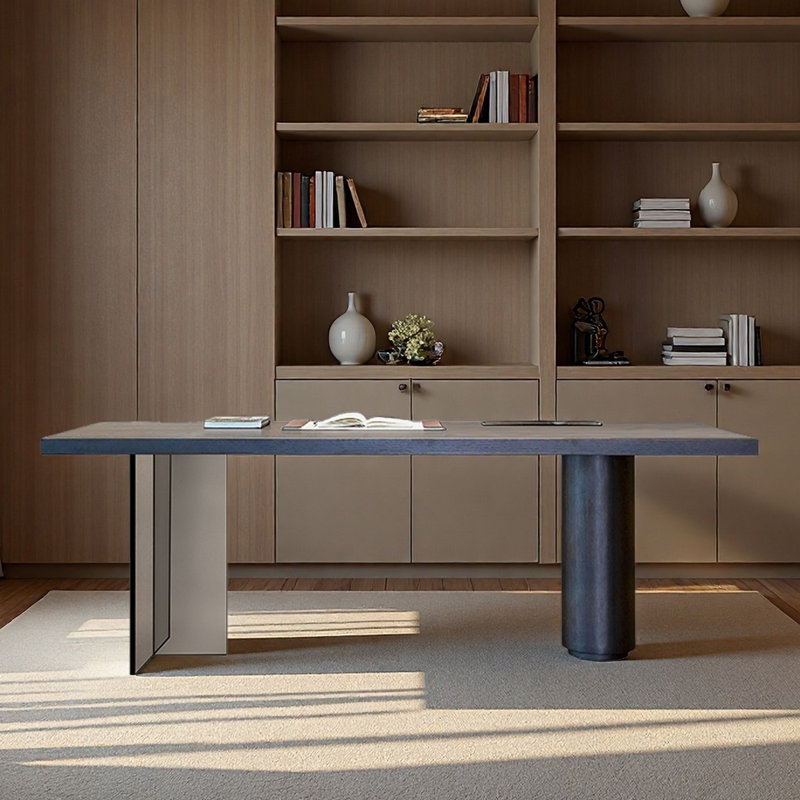 Bureau en acrylique pour le bureau personnel dans le bureau, H 29,53 po x l 86,61 po x P 31,5 po, Tanné