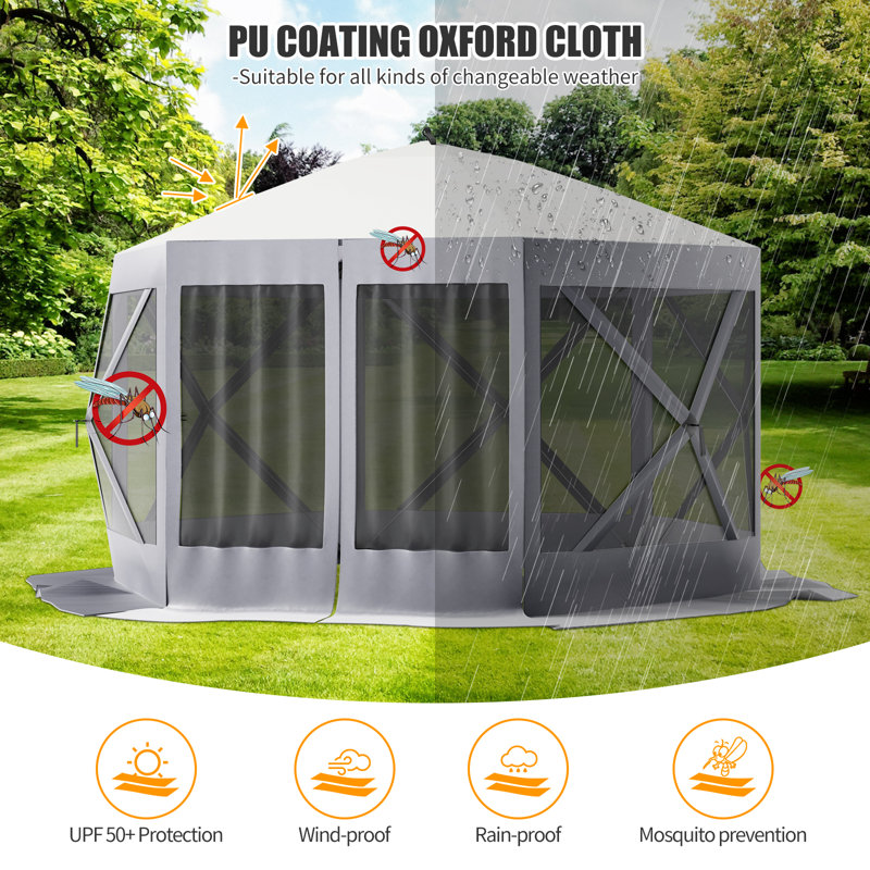 Tente de protection pour abri de jardin avec auvent de camping, H 96 po x l 120 po x P 120 po, Argent