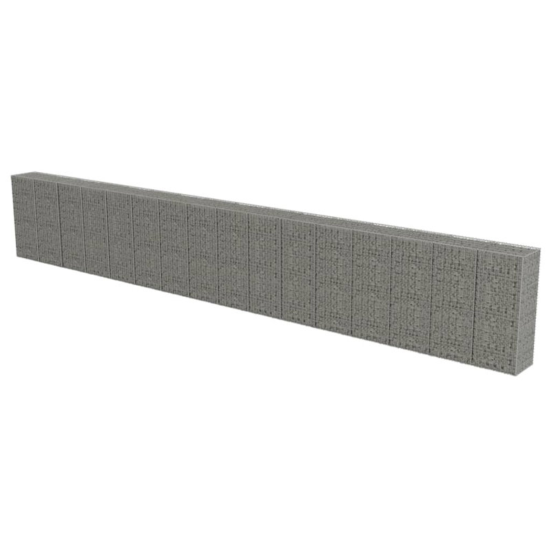 150cm H x 354.33cm W Silver Metal Gabion Wall