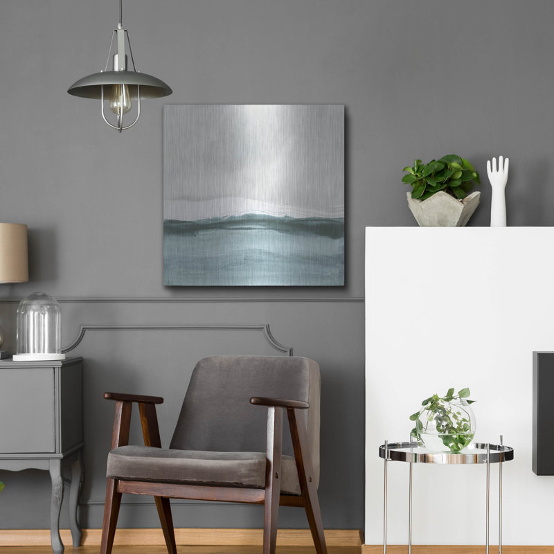 «Tranquil Silver Sea 2» par Chris Paschke, art mural en métal, H 24 po x l 24 po