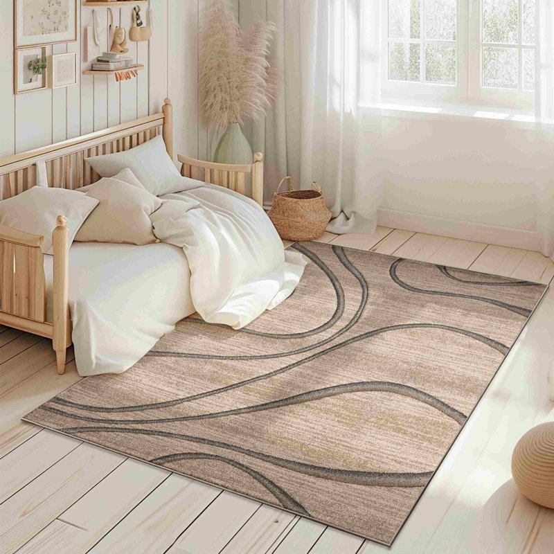 Hand Carved Modern Abtsract Area Rug Carpet Soft Polypropylene Frieze Indoor Carpet, Rectangle 7'11" x 10'10"