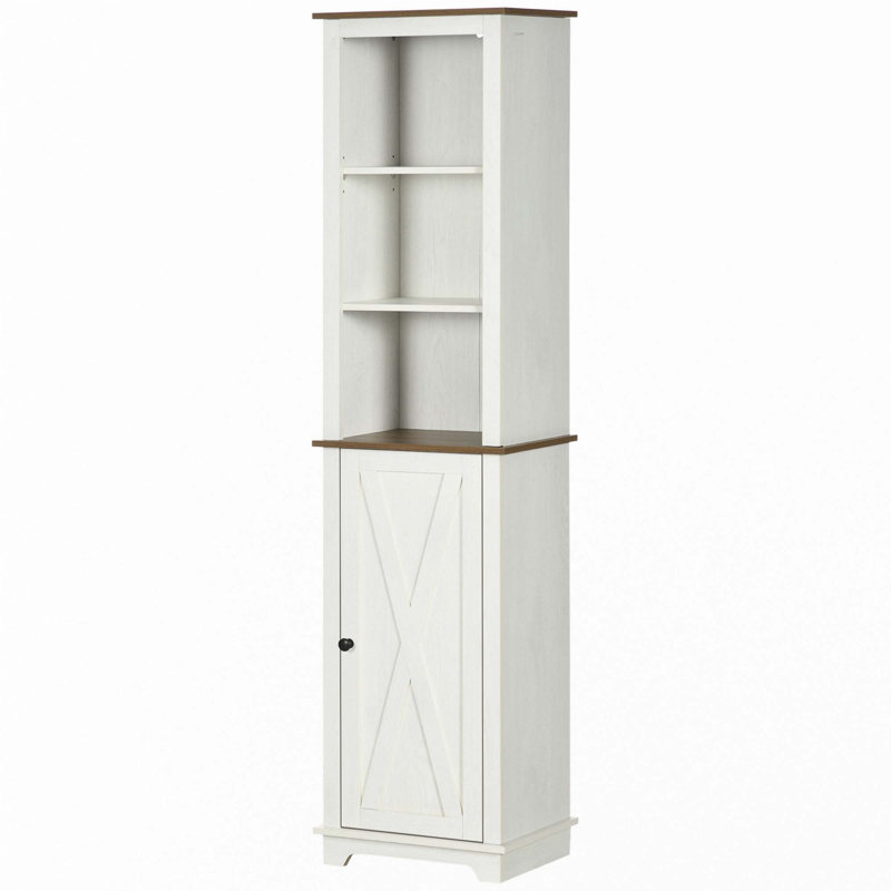 Wooden Freestanding Linen Tower With Door And Shelf Adjustability