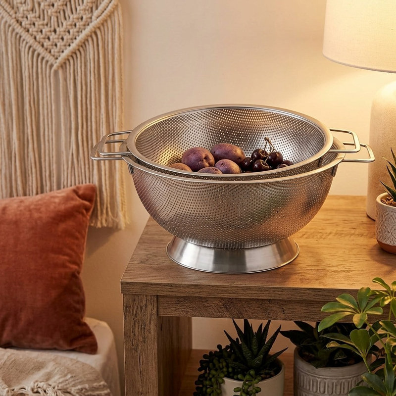 Stainless Steel Colander Set 5-Quart & 3-Quart, Dishwasher Safe