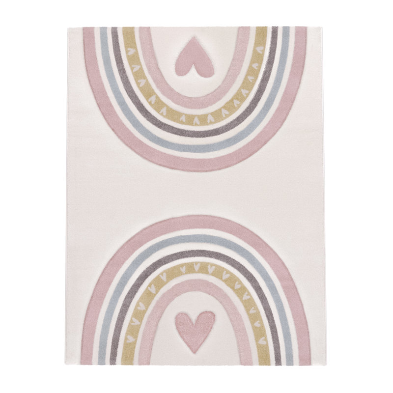 Tapis rectangulaire en polypropylène tissé à la machine, Rectangle 6 pi 7 po x 9 pi 6 po, Rose