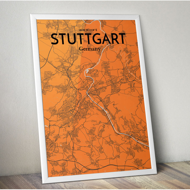 Stuttgart City Map - No Frame Print, 91.4cm H x 61cm W x 0.13cm D