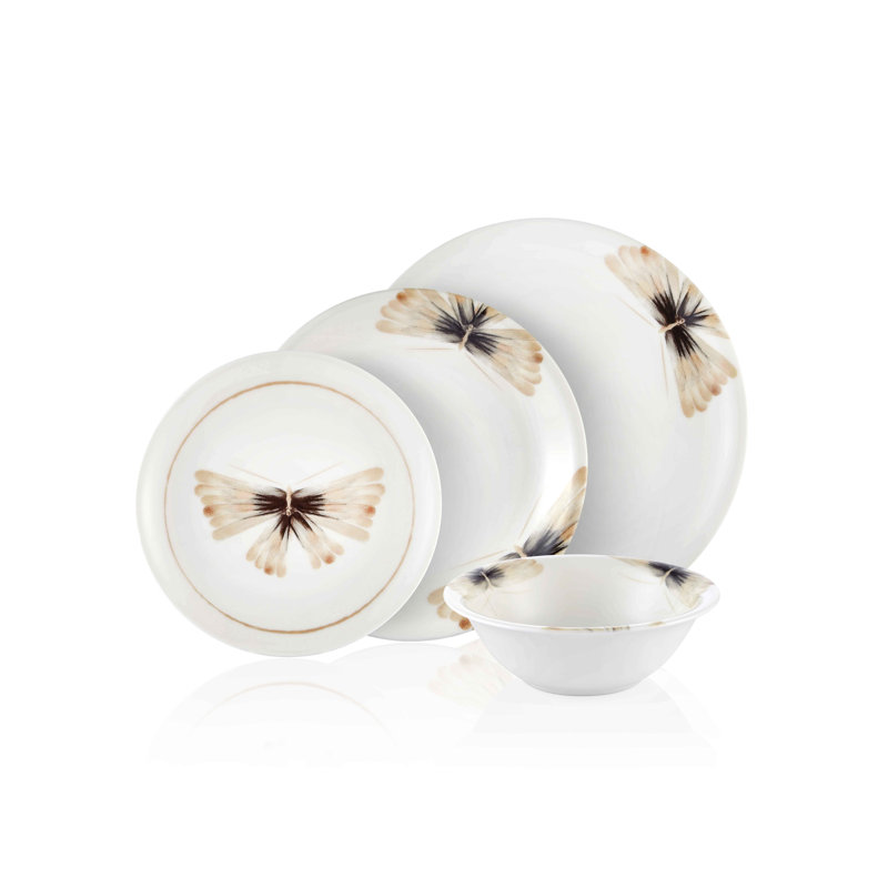 Turcotte Porcelain China Dinnerware Set 24 Piece - Service for 6