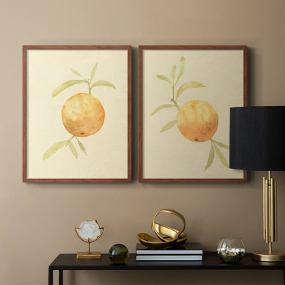 «Dappled Oranges III», reproduction encadrée de qualité supérieure - prête à être accrochée - aucun clou requis - aucun clou requis