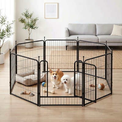 Dog Playpen Indoor, 8 Panel 32" Heavy Duty Dog Fence, Puppy Playpen, Rabbit Exercise Pen, Portable House/RV/Camping/Garden Cage