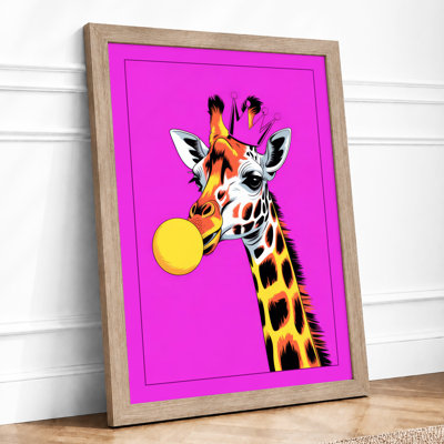 Playful Giraffe Pop Art - Framed Print