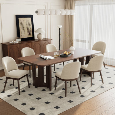 Wide Upholstered Solid Wood Dining Chairs