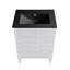 Meuble-lavabo en chêne blanc 24 po avec plateau en céramique noire Cascade-100841301