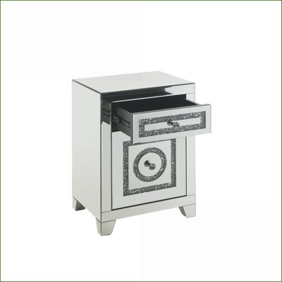 Table miroitante ornée de faux diamants avec fonction de rangement Sparkling Faux Diamonds