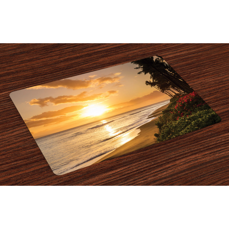 Delay Tropical Sunset on Sands Beach Placemat