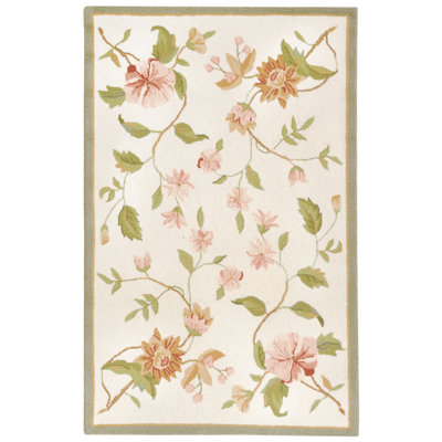 Kinchen Hand Hooked Wool Floral Rug
