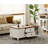 4 Piece Coffee Table Set With A Fireplace & Two End Tables & One Coffee Table, Off White