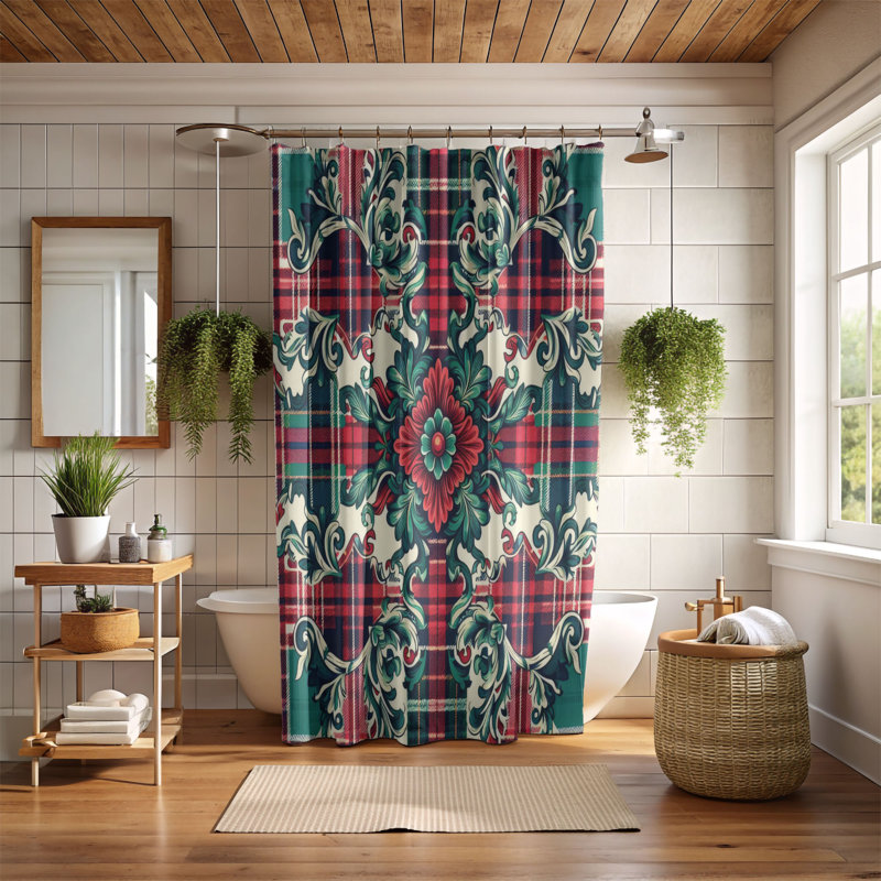 Rideau de douche 1 pièce Scottish Plaid Vibe, H 74 po x l 40 po