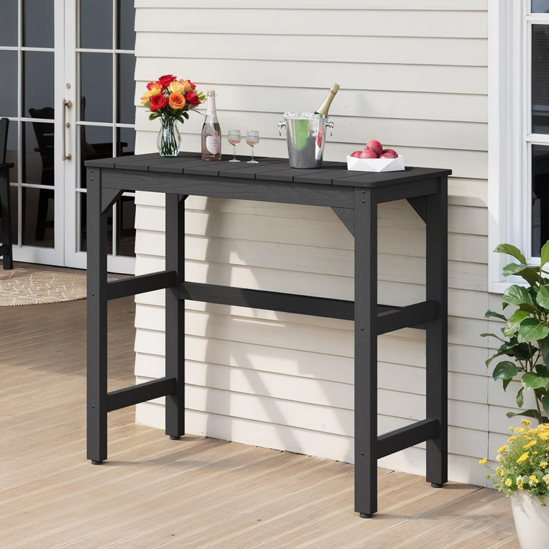 42" Weatherproof Patio Bar Height Counter Table, Black