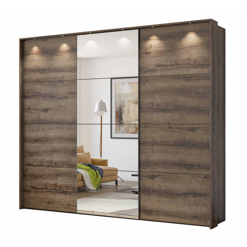 Jair 3 Door Manufactured Wood Wardrobe, Oak Monastery
