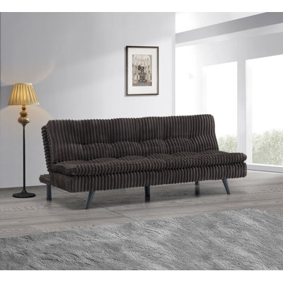 Futon beige avec coussin en velours côtelé