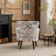 Fauteuil rembourré de style Mid-Century moderne avec pieds en bois massif-649027371
