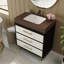 Meuble-lavabo moderne avec lavabo, plateau en pierre frittée, solution de rangement