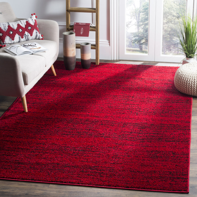 Stonyford Striped Area Rug In Red & Black, Rectangle 183 x 274 cm