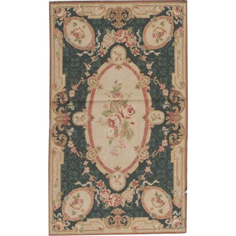 Fine Needlepoint Wool Oriental Area Rug