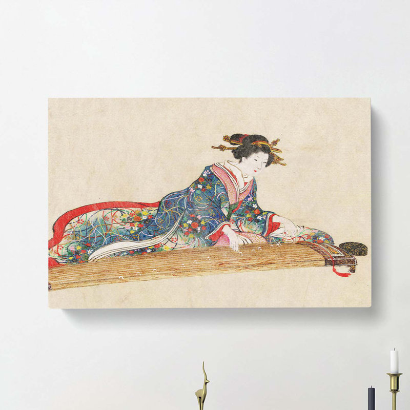 Lady Playing The Koto - Wrapped Canvas Painting, 35cm H x 50cm W x 3cm D