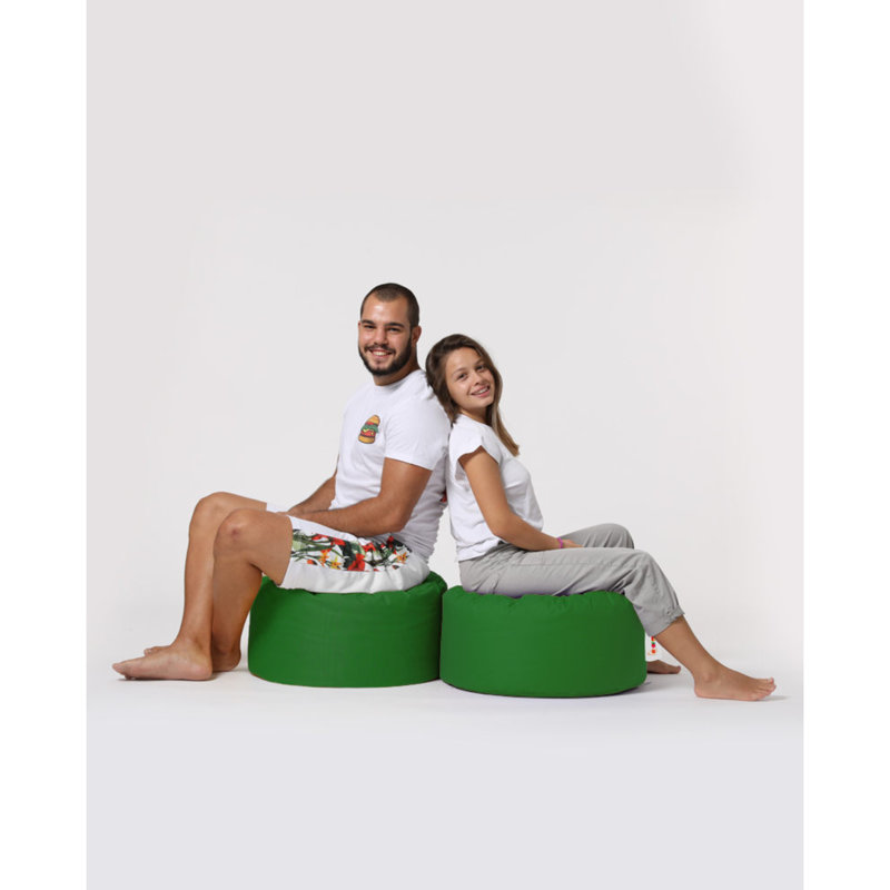 Kaamilah 55Cm Wide Round Pouffe Ottoman, Green