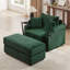 Canapé simple de 41,7 po de style moderne avec espace de rangement, repose-pieds mobile, deux ports USB, deux porte-gobelets, un porte-téléphone pour le salon, vert-806035299