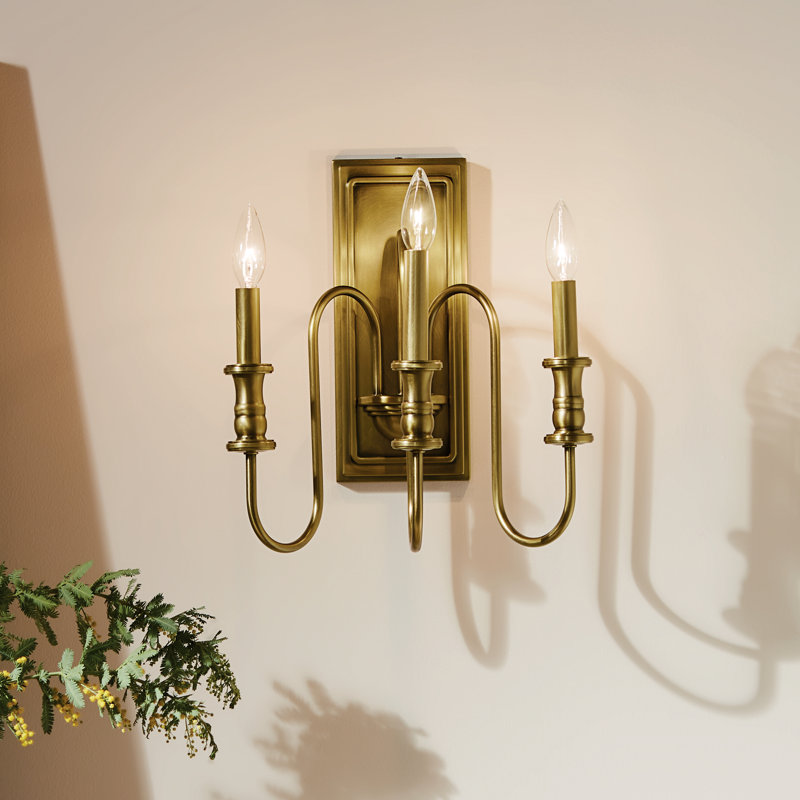 Dilnoor Candle Wall Light, Natural Brass