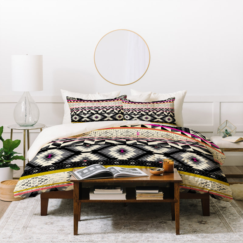 Rustic Polyester Geometric Shapes Duvet Cover, King Duvet Cover + 2 King Shams