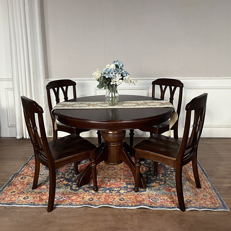 Solid wood round dining table set, 29.52"H x 51.18"L x 51.18"W